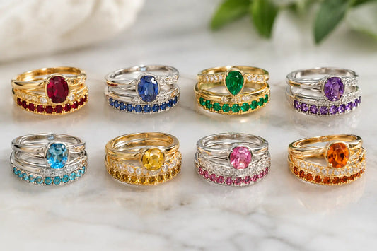 10 Ring Stacking Examples With Gemstone Color