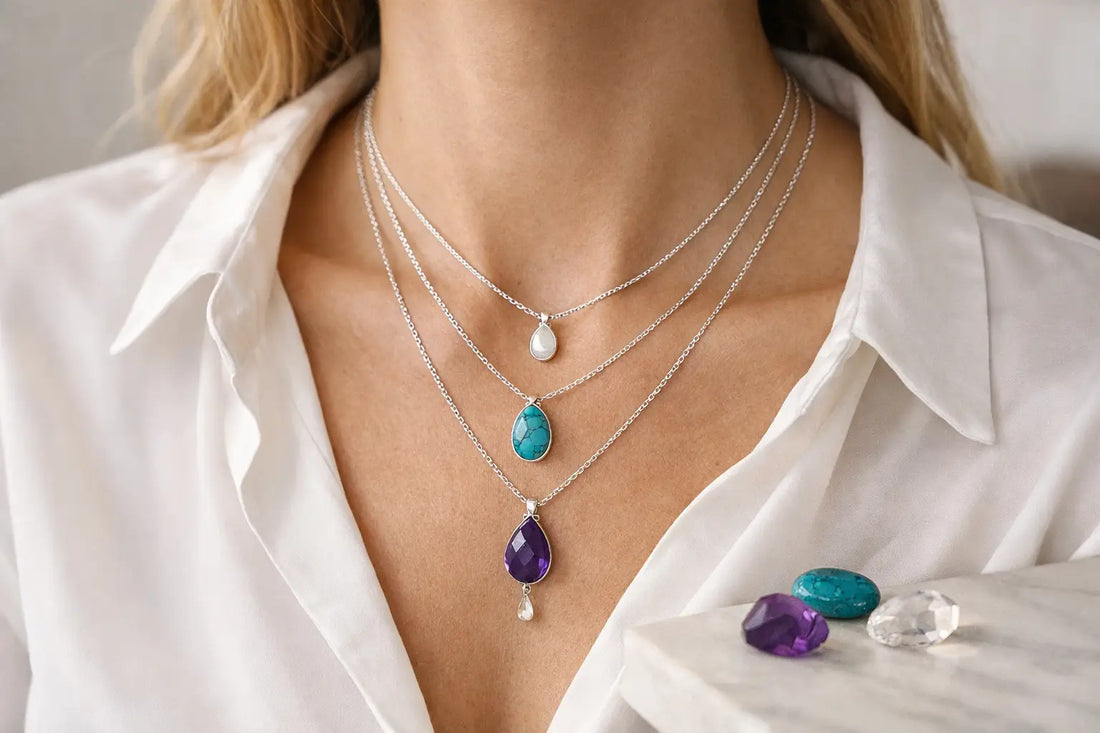How to Layer Silver Necklaces With Gemstones