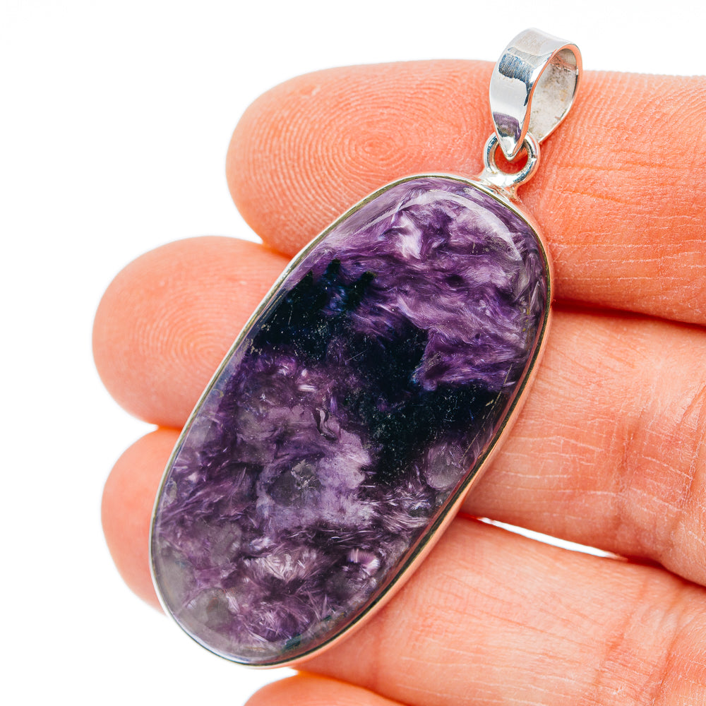 Premium Charoite Pendant 2" (.925 Sterling Silver)