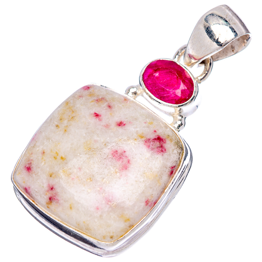 Cinnabar, Ruby Pendant 1 3/8" (.925 Sterling Silver)