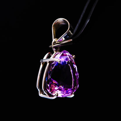 20.08ct Faceted Brazilian Amethyst Pendant 1 1/4" (.925 Sterling Silver)