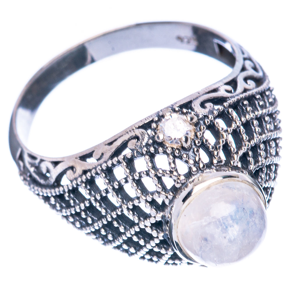 Rainbow Moonstone Ring Size 7.75 (925 Sterling Silver) R2899