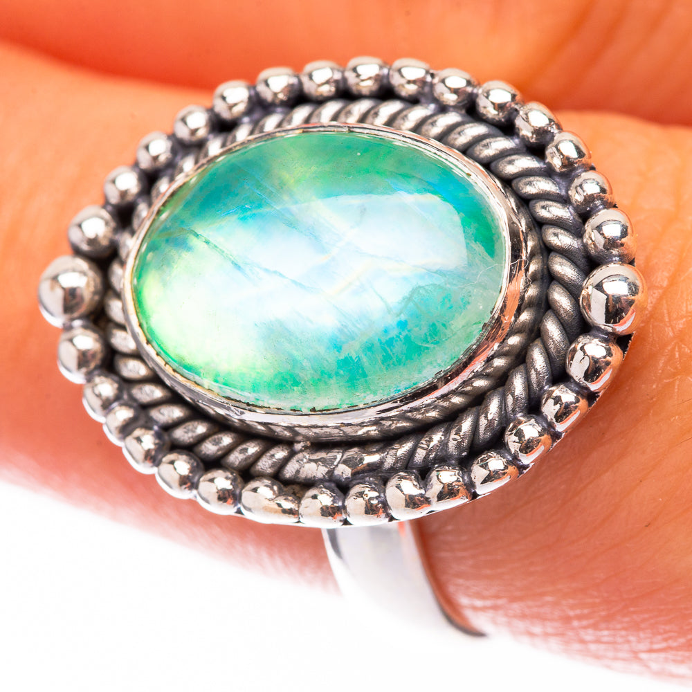 Green Moonstone 925 Sterling Silver Ring Size 7.75 (925 Sterling Silver) RING140350