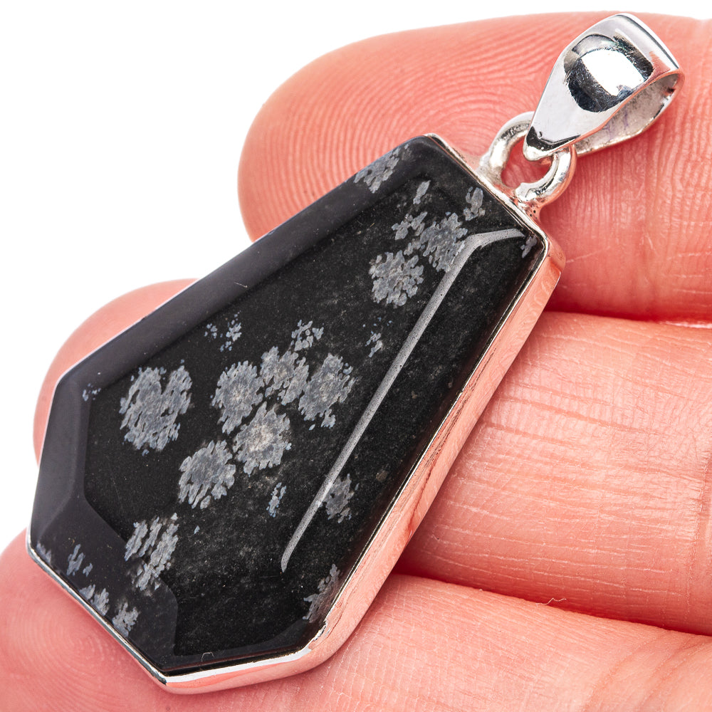 Snowflake Obsidian Pendant 1 5/8" (925 Sterling Silver) P42153