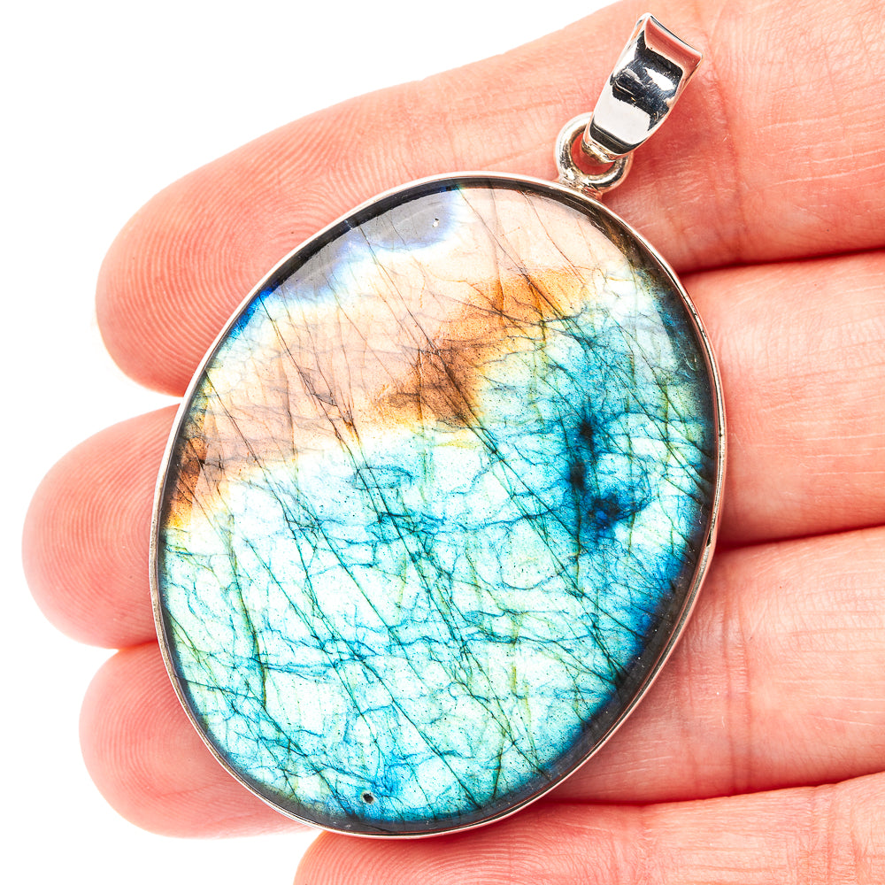 Premium Spectrolite Pendant 2 1/4" (.925 Sterling Silver)