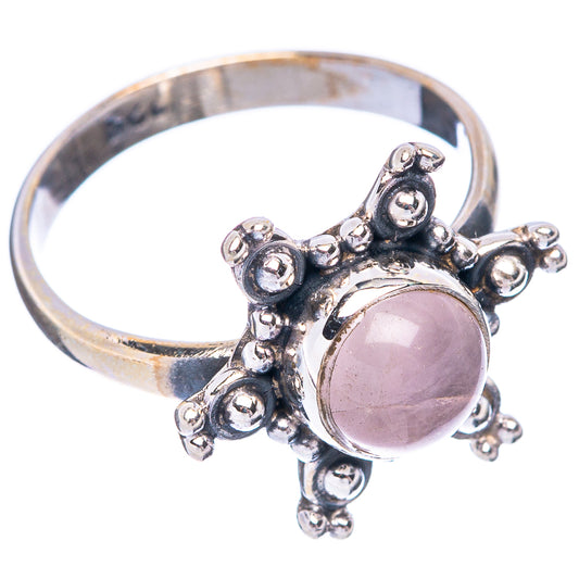 Rose Quartz Flower 925 Sterling Silver Ring Size 6.75 (925 Sterling Silver) R5476