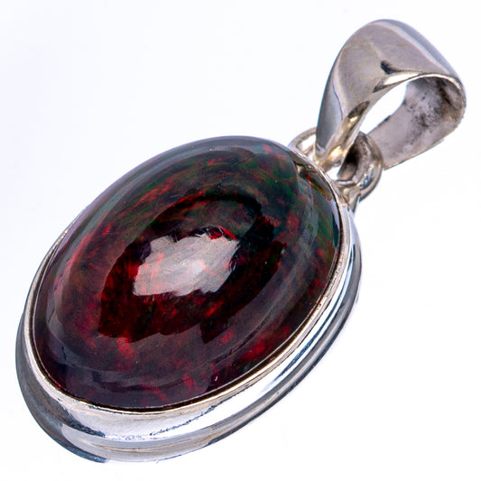 Large Rare Black Opal Pendant 1 1/8" (925 Sterling Silver) P43456