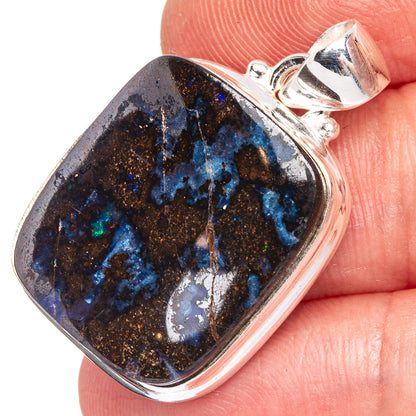 Rare Boulder Opal Pendant 1 1/4" (925 Sterling Silver) P40408