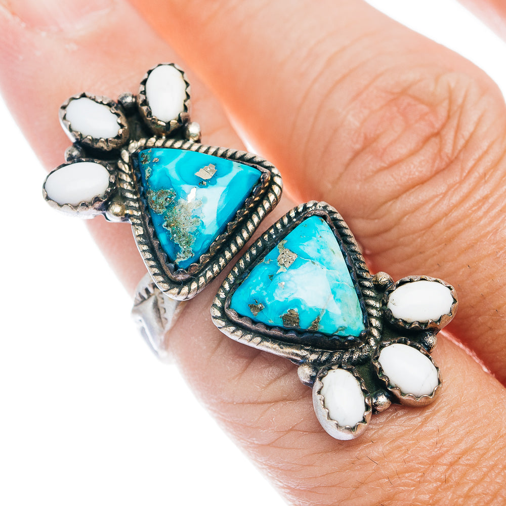 Exclusive Sierra Bella Turquoise, White Buffalo Turquoise Ring Size 8 Adjustable (.925 Sterling Silver)