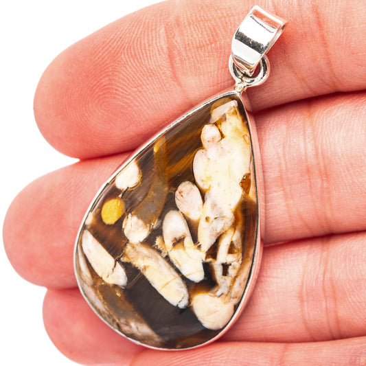 Peanut Wood Jasper Pendant 1 7/8" (.925 Sterling Silver)