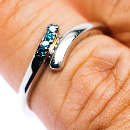 Blue Diamond Ring Size 6.5 (.925 Sterling Silver)