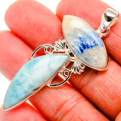 Blue Scheelite, Larimar Pendant 2 1/2" (925 Sterling Silver) PD37899