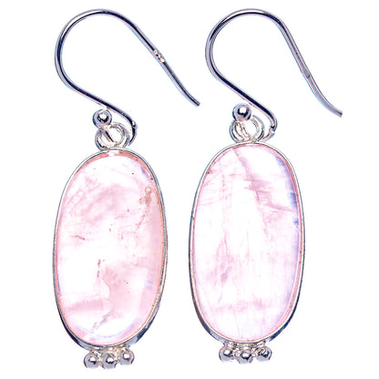 Rose Quartz 925 Sterling Silver Earrings 1 1/2" (925 Sterling Silver) E1965