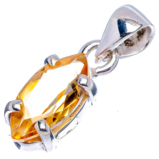 Faceted citrine pendant in .925 sterling silver, teardrop bezel