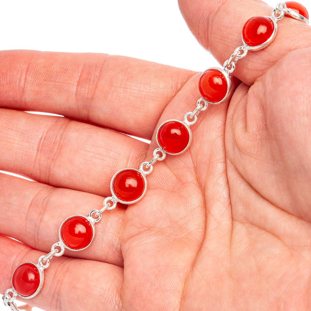 Value Carnelian Bracelets 7 1/8 To 8 1/4" (925 Sterling Silver) B90366