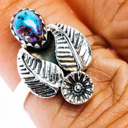 Purple Copper Turquoise Ring Size 6.75 (.925 Sterling Silver)