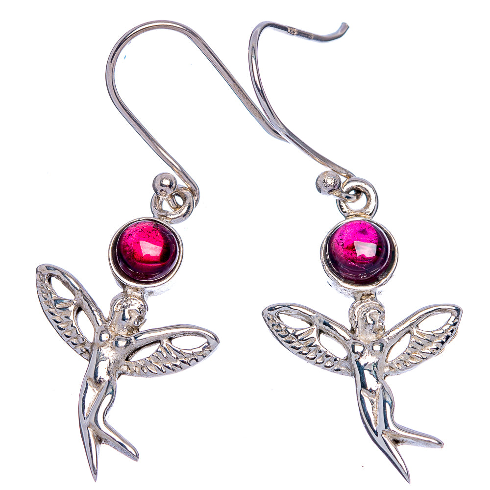 Garnet Angel Earrings 1 1/2" (925 Sterling Silver) E433275
