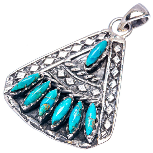 Sterling silver turquoise pendant with loop bail and clustered oval stone accents