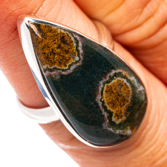 Premium Ocean Jasper Ring Size 6 Adjustable (.925 Sterling Silver)