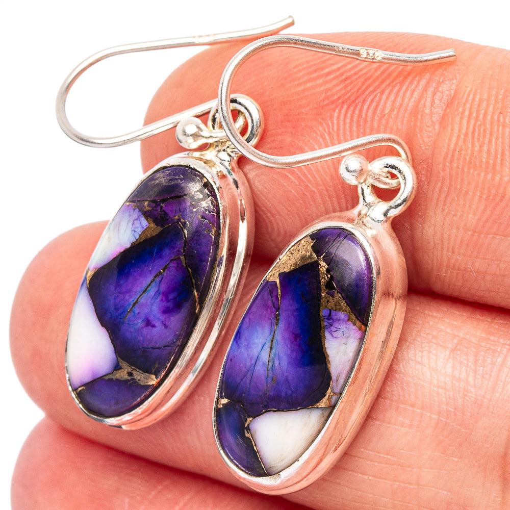 Purple Copper Composite Turquoise Earrings 1 3/8" (925 Sterling Silver) E2656