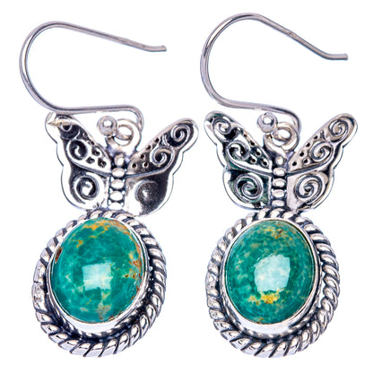 Chrysocolla Butterfly Earrings 1 3/8" (925 Sterling Silver) E1421