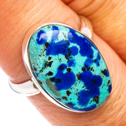 Premium Blue Bird Azurite Ring Size 7 Adjustable (.925 Sterling Silver)