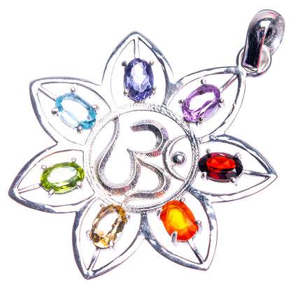 Chakra Ohm Flower Dainty Pendant 1 7/8" (925 Sterling Silver) P39143