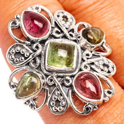 Signature Green & Pink Tourmaline Ring Size 8.75 (.925 Sterling Silver)