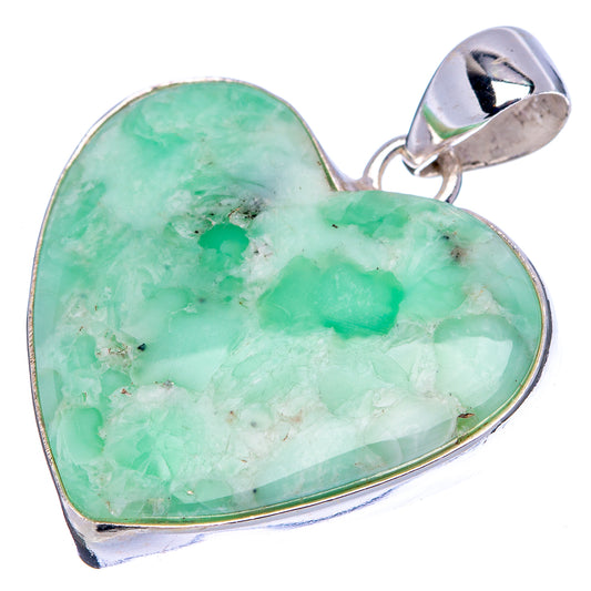 Sterling silver heart pendant with faceted-style mint varicite cabochon and top loop