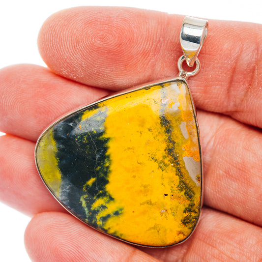 Premium Bumblebee Jasper Pendant 1 3/4" (.925 Sterling Silver)