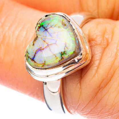 Rare Sterling Opal Heart Ring Size 7 (925 Sterling Silver) R4308