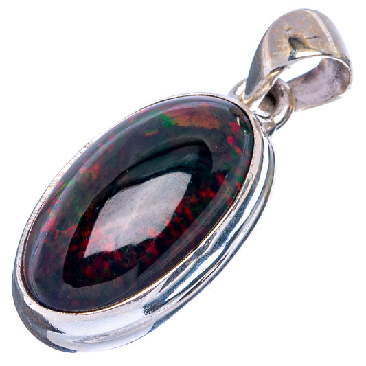 Large Rare Black Opal Pendant 1 1/8" (925 Sterling Silver) P43450