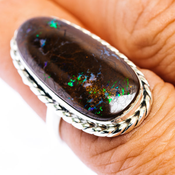 Premium Australian Boulder Opal  Ring Size 6.75 (.925 Sterling Silver)