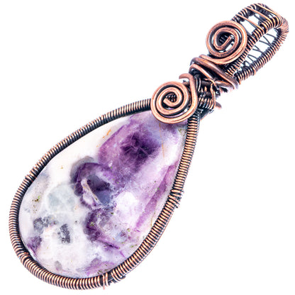 Chevron Amethyst Wire Wrap Pendant 2 5/8" (Oxidized Copper)