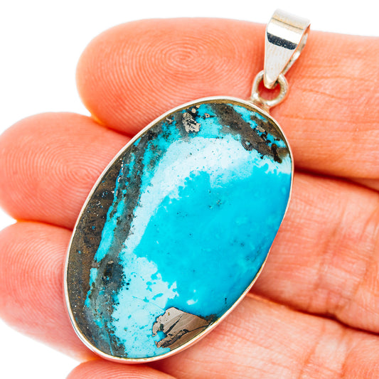 Premium Persian Turquoise Pendant 1 7/8" (.925 Sterling Silver)