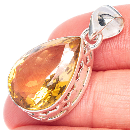 Faceted Citrine Pendant 1 1/4" (925 Sterling Silver) P40595