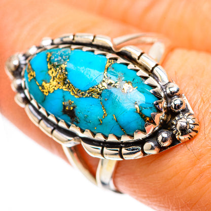 Blue Copper Composite Turquoise 925 Sterling Silver Ring Size 7.5 (925 Sterling Silver) RING139618