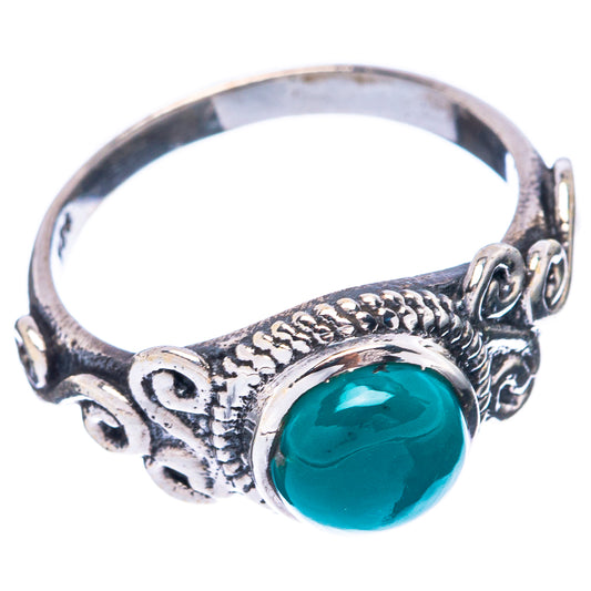 Tibetan Turquoise Dainty Ring Size 6.5 (925 Sterling Silver) R5874