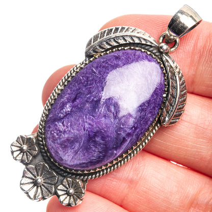 Charoite Pendant 2 1/8" (925 Sterling Silver) P39092