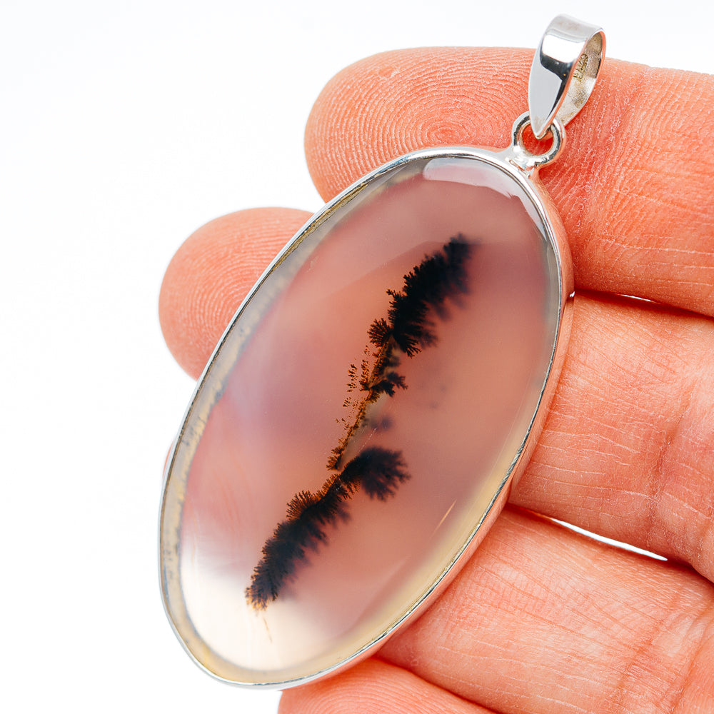 Premium Scenic Dendritic Agate Pendant 2 1/4" (.925 Sterling Silver)