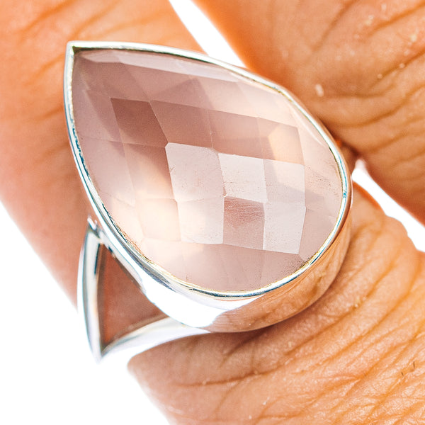 Premium Faceted Rose Quartz Ring Size 8.75 (.925 Sterling Silver)