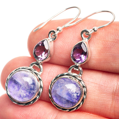 Rainbow Moonstone, Amethyst Earrings 1 5/8" (925 Sterling Silver) E432743