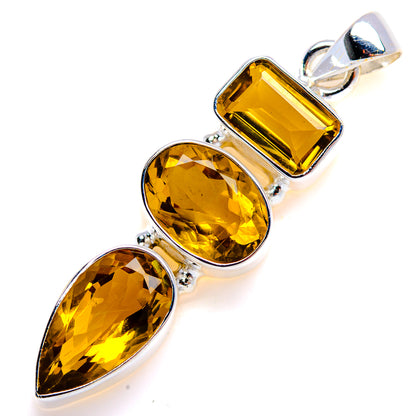 Faceted Citrine Pendant 2" (925 Sterling Silver) PD38121