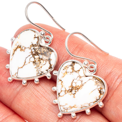 Wild Horse Jasper Heart Earrings 1 1/4" (925 Sterling Silver) E1762