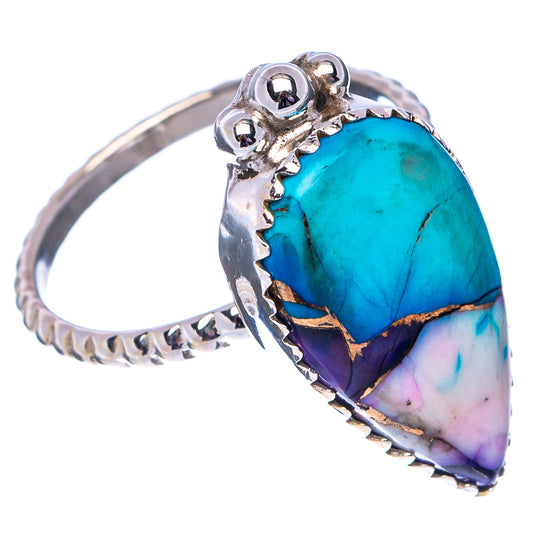 925 sterling silver turquoise teardrop bezel ring with textured rope-like band
