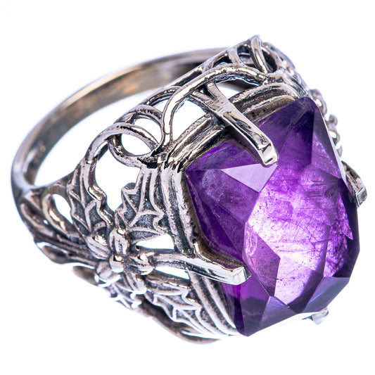 Large Faceted Amethyst Ring Size 7 (925 Sterling Silver) R146484