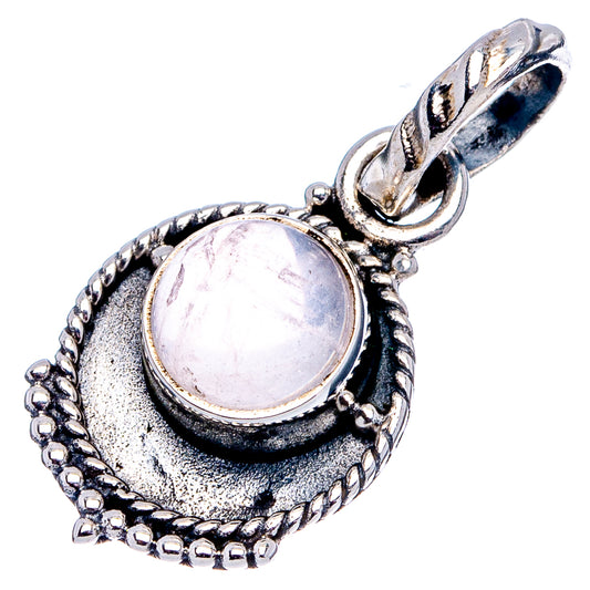 Rose quartz dainty pendant, .925 sterling silver oval pink stone bezel