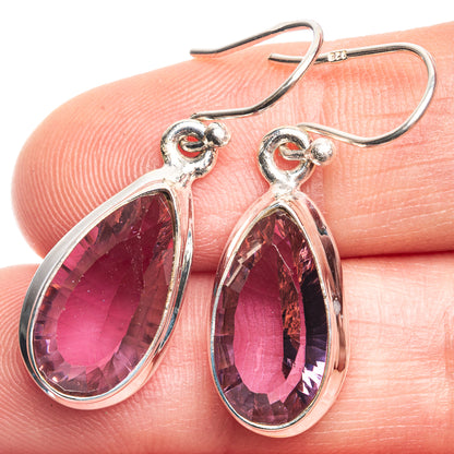 925 sterling silver color-change alexandrite earrings, teardrop purple faceted stones