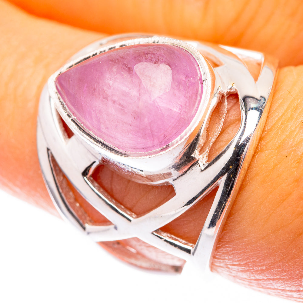 Pink oval moonstone sterling silver ring with ornate openwork setting