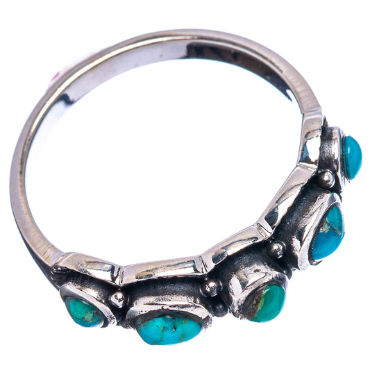 Native-style turquoise sterling silver ring, oval cabochons around split band
